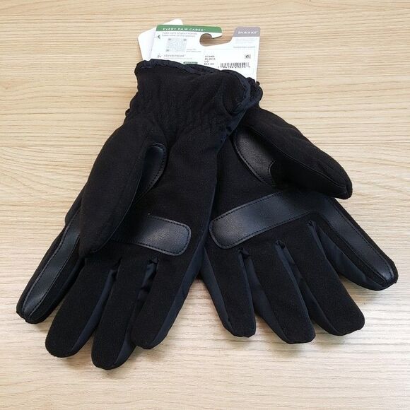 ISOTONER Gloves Mens Large Black Lined Insulated Water Repellant Touchscreen - Picture 2 of 6